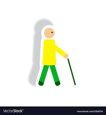 Stylish icon in paper sticker style man with stick vector image