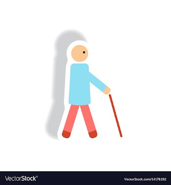 Stylish icon in paper sticker style man with stick vector image