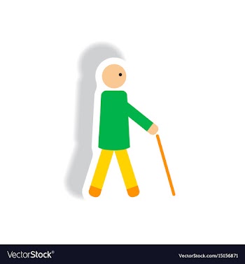Stylish icon in paper sticker style man with stick vector image
