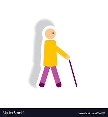 Stylish icon in paper sticker style man with stick vector image