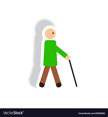 Stylish icon in paper sticker style man with stick vector image