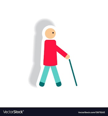 Stylish icon in paper sticker style man with stick vector image