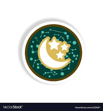 Stylish icon in paper sticker style moon and stars vector image