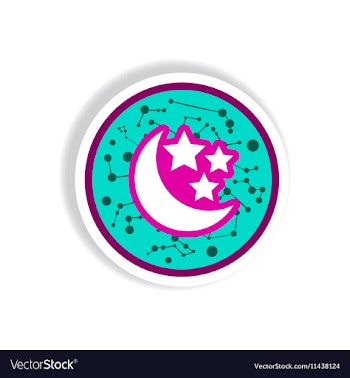 Stylish icon in paper sticker style moon and stars vector image