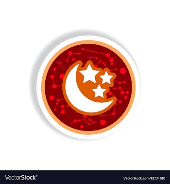 Stylish icon in paper sticker style moon and stars vector image