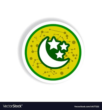 Stylish icon in paper sticker style moon and stars vector image