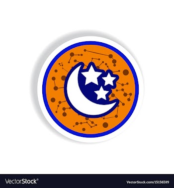 Stylish icon in paper sticker style moon and stars vector image