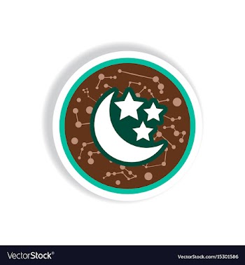 Stylish icon in paper sticker style moon and stars vector image