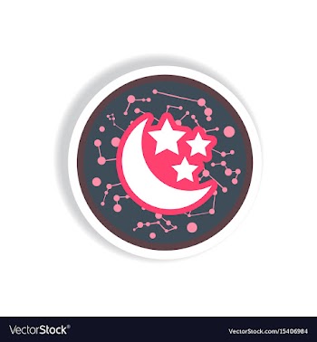 Stylish icon in paper sticker style moon and stars vector image