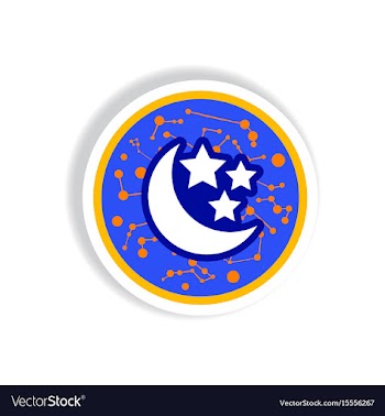 Stylish icon in paper sticker style moon and stars vector image