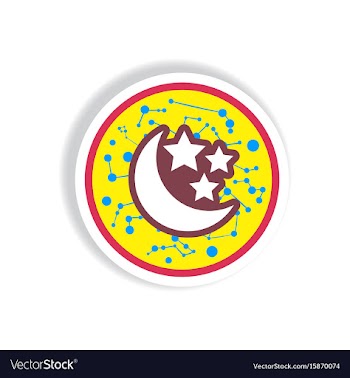 Stylish icon in paper sticker style moon and stars vector image