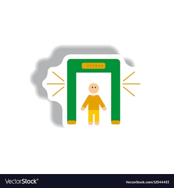 Stylish icon in paper sticker style people scanner vector image
