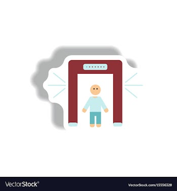 Stylish icon in paper sticker style people scanner vector image