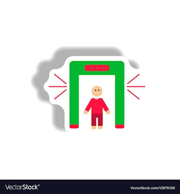 Stylish icon in paper sticker style people scanner vector image