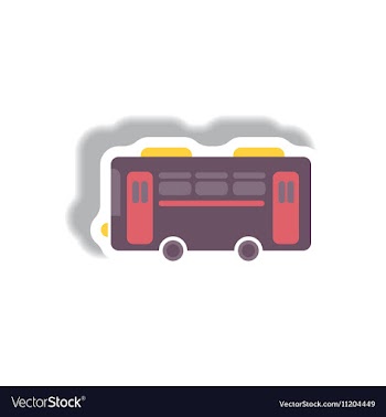 Stylish icon in paper sticker style retro bus vector image