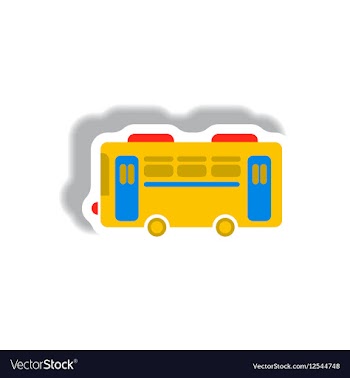 Stylish icon in paper sticker style retro bus vector image