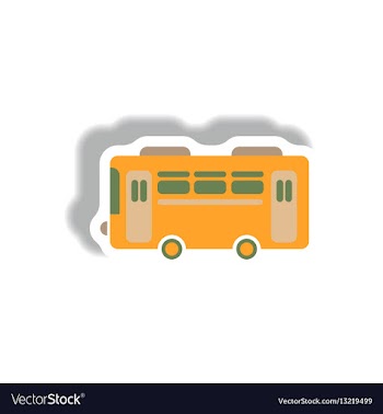 Stylish icon in paper sticker style retro bus vector image