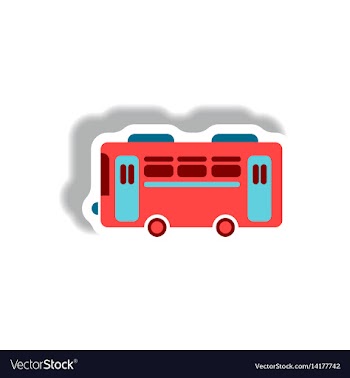 Stylish icon in paper sticker style retro bus vector image