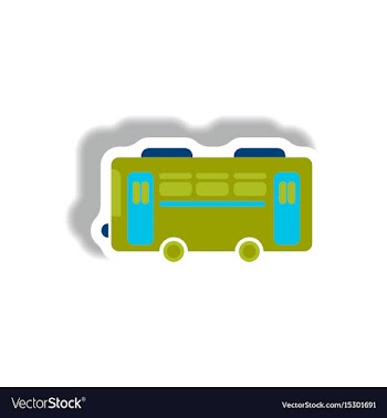 Stylish icon in paper sticker style retro bus vector image