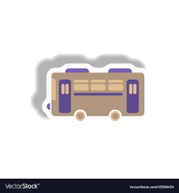 Stylish icon in paper sticker style retro bus vector image