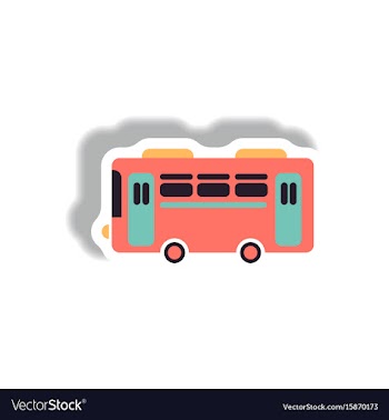 Stylish icon in paper sticker style retro bus vector image