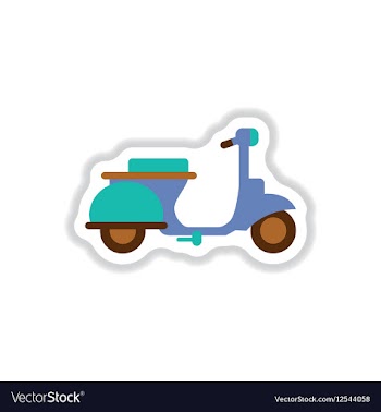 Stylish icon in paper sticker style retro scooter vector image