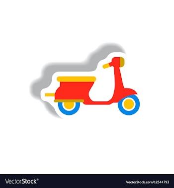Stylish icon in paper sticker style retro scooter vector image