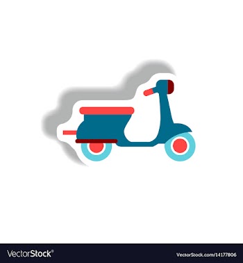 Stylish icon in paper sticker style retro scooter vector image