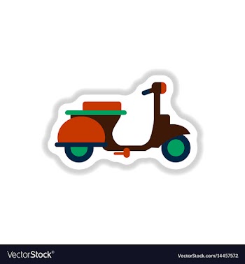 Stylish icon in paper sticker style retro scooter vector image