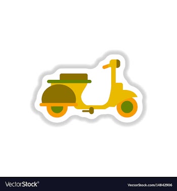 Stylish icon in paper sticker style retro scooter vector image