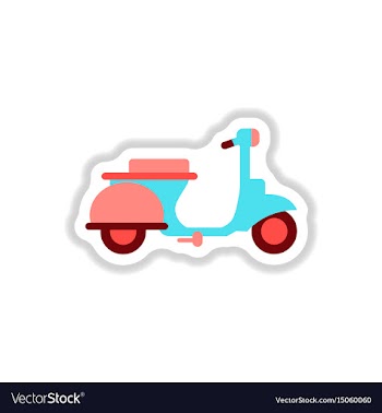 Stylish icon in paper sticker style retro scooter vector image