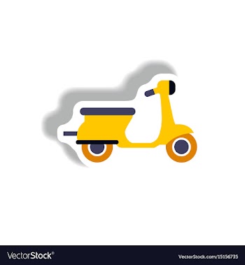 Stylish icon in paper sticker style retro scooter vector image