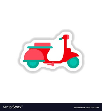 Stylish icon in paper sticker style retro scooter vector image