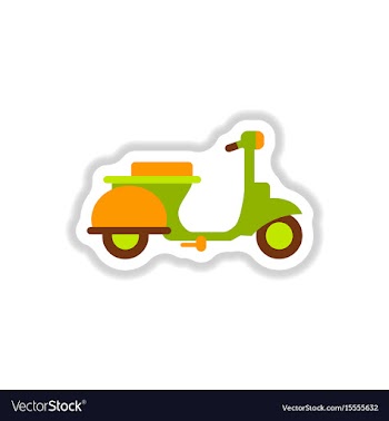 Stylish icon in paper sticker style retro scooter vector image
