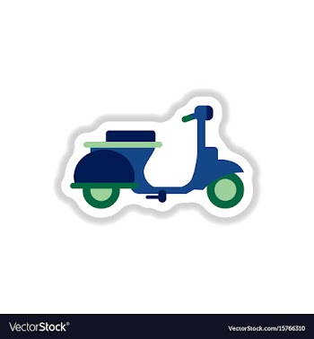 Stylish icon in paper sticker style retro scooter vector image