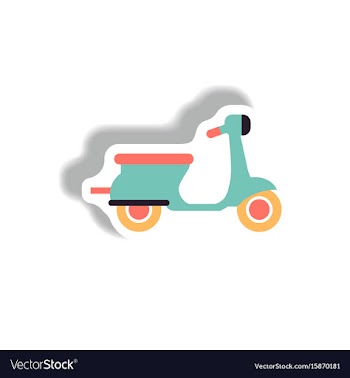 Stylish icon in paper sticker style retro scooter vector image