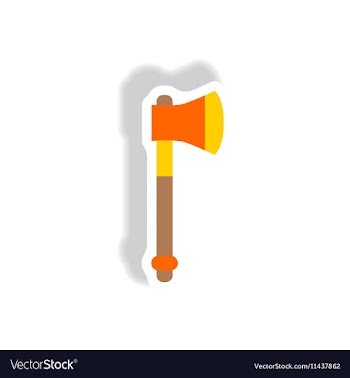 Stylish icon in paper sticker style steel ax vector image