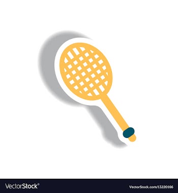 Stylish icon in paper sticker style tennis racquet vector image