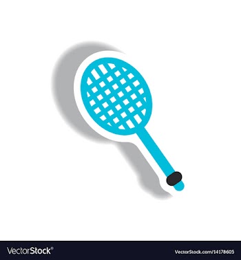 Stylish icon in paper sticker style tennis racquet vector image
