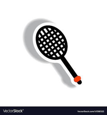 Stylish icon in paper sticker style tennis racquet vector image