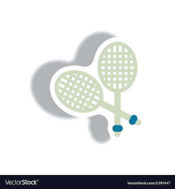 Stylish icon in paper sticker style tennis rocket vector image