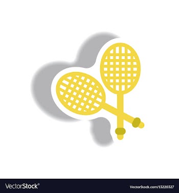 Stylish icon in paper sticker style tennis rocket vector image