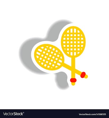Stylish icon in paper sticker style tennis rocket vector image