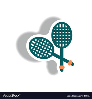 Stylish icon in paper sticker style tennis rocket vector image