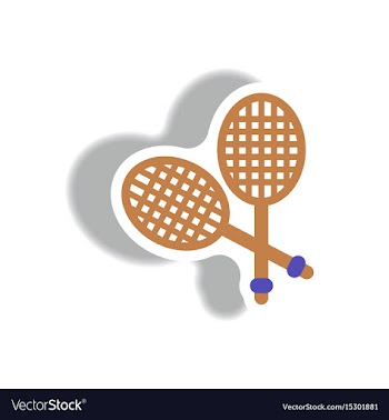 Stylish icon in paper sticker style tennis rocket vector image