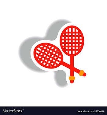 Stylish icon in paper sticker style tennis rocket vector image