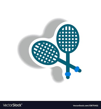Stylish icon in paper sticker style tennis rocket vector image