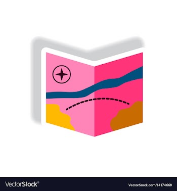 Stylish icon in paper sticker style tourist map vector image