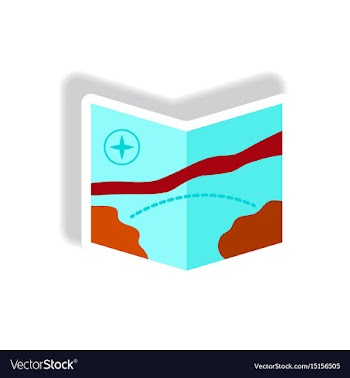 Stylish icon in paper sticker style tourist map vector image