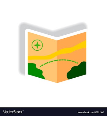 Stylish icon in paper sticker style tourist map vector image